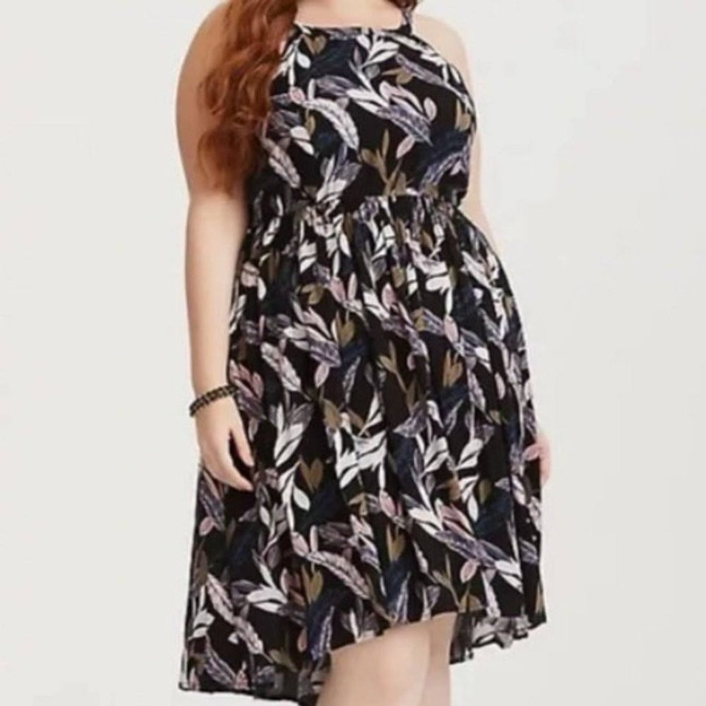 Torrid Black and Purple Floral Midi Dress